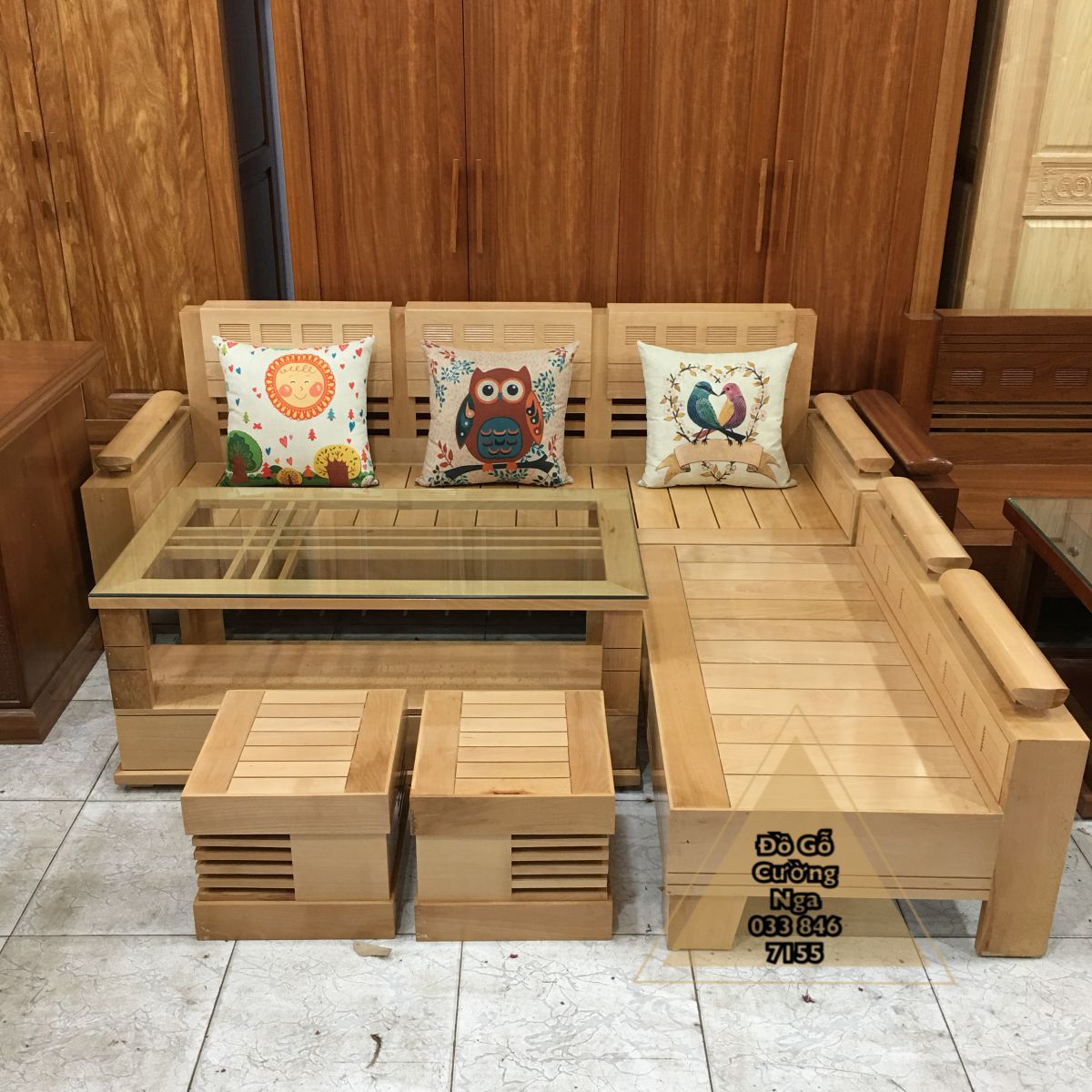 sofa gỗ sồi 
