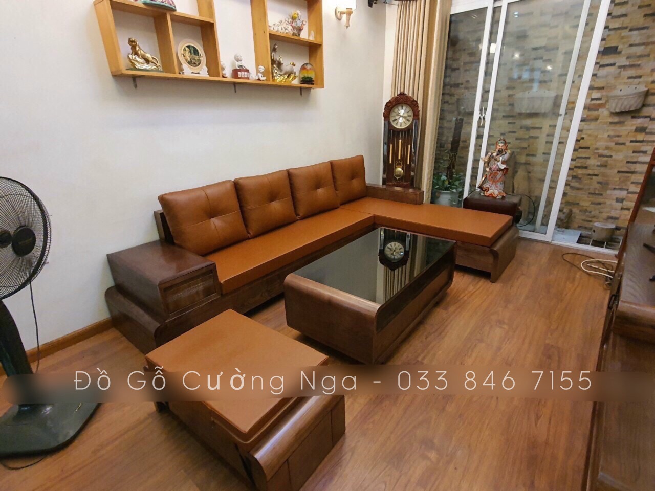 sofa gỗ sồi nga màu óc chó 