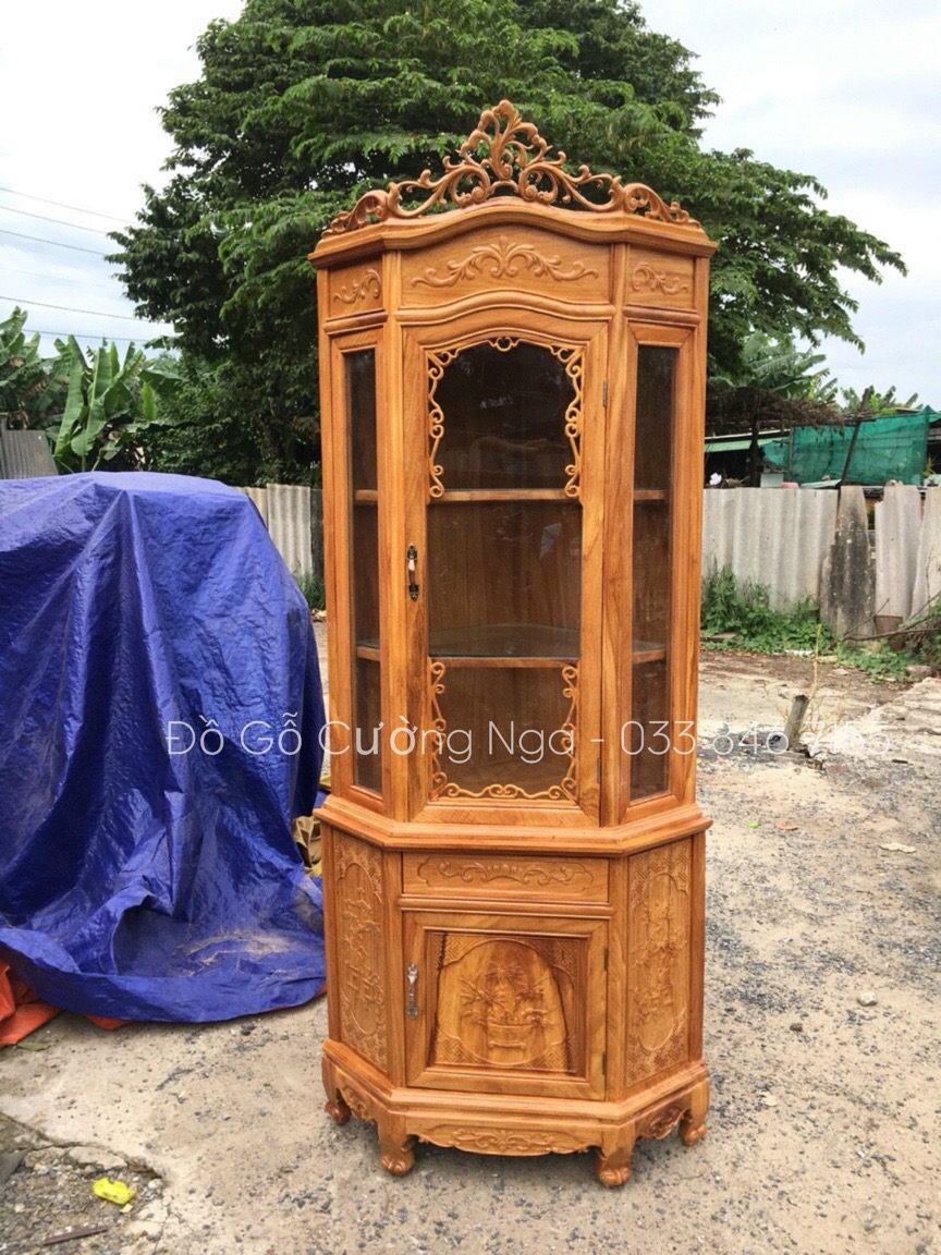 Tủ rượu gỗ gõ đỏ góc 60/70cm 