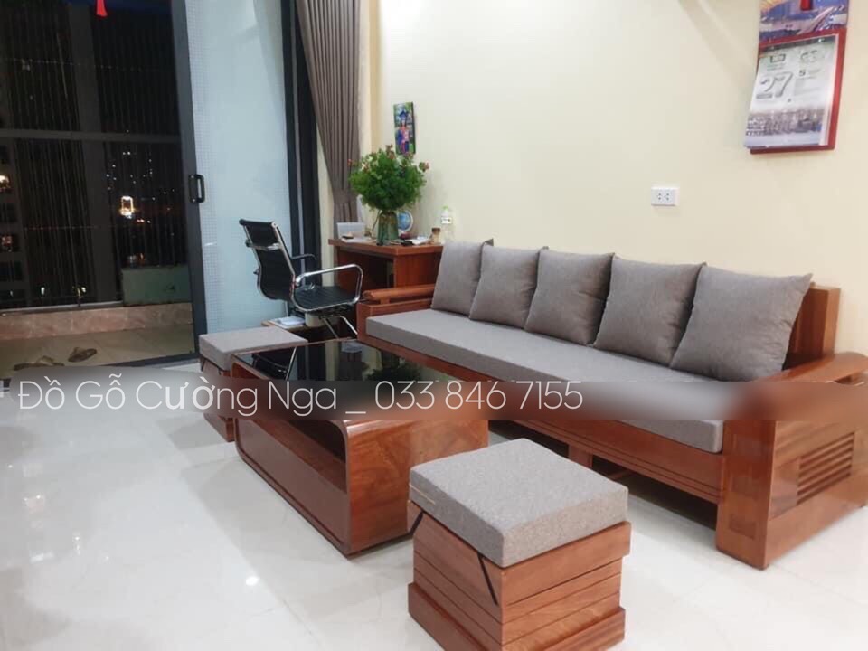 Bộ bàn ghế sofa gỗ xoan đào 
