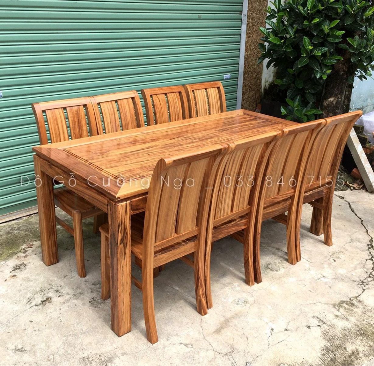 bàn ăn gỗ hương xám 8 ghế 