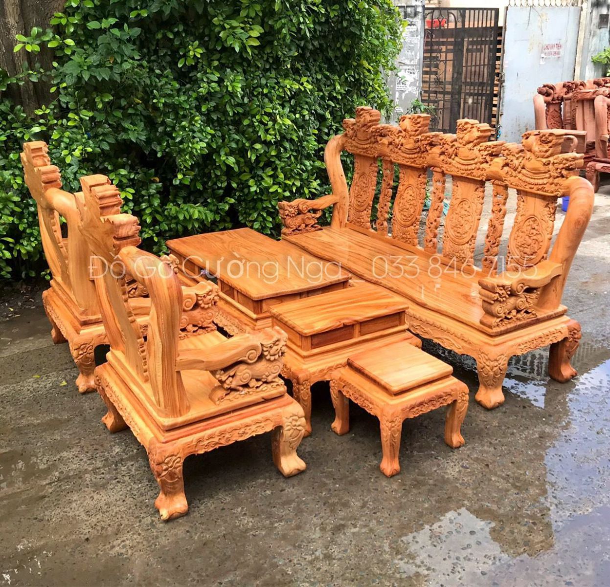 salon gỗ gõ đỏ tay 12 - 6 món nghê hạt 