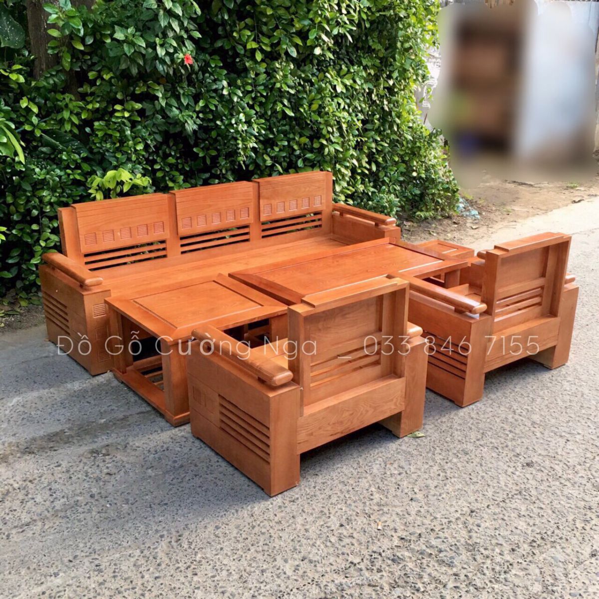 sofa gỗ sồi mẫu đối trứng giá rẻ 