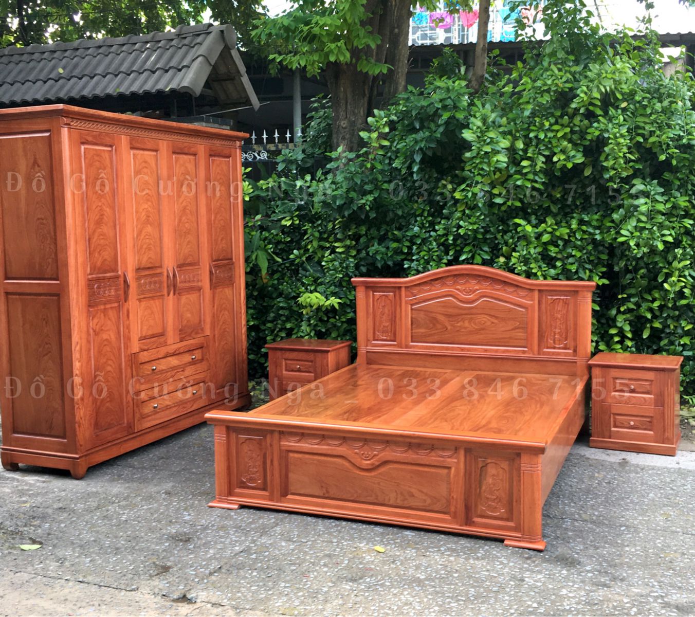 combo phong ngủ gỗ tự nhiên 