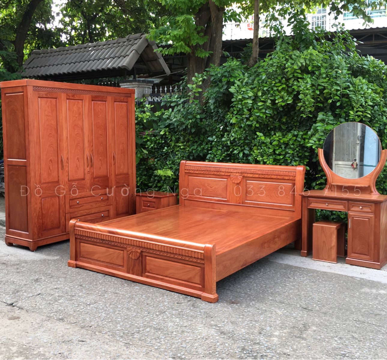 combo bo phòng ngủ gỗ hương đá 