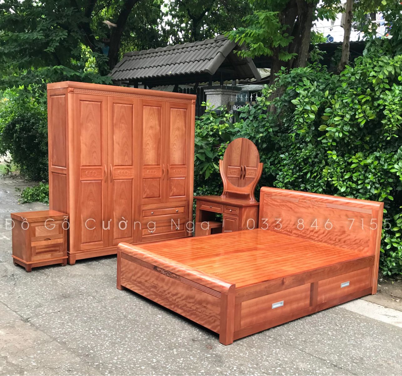 combo phòng ngủ gỗ xoan đào 