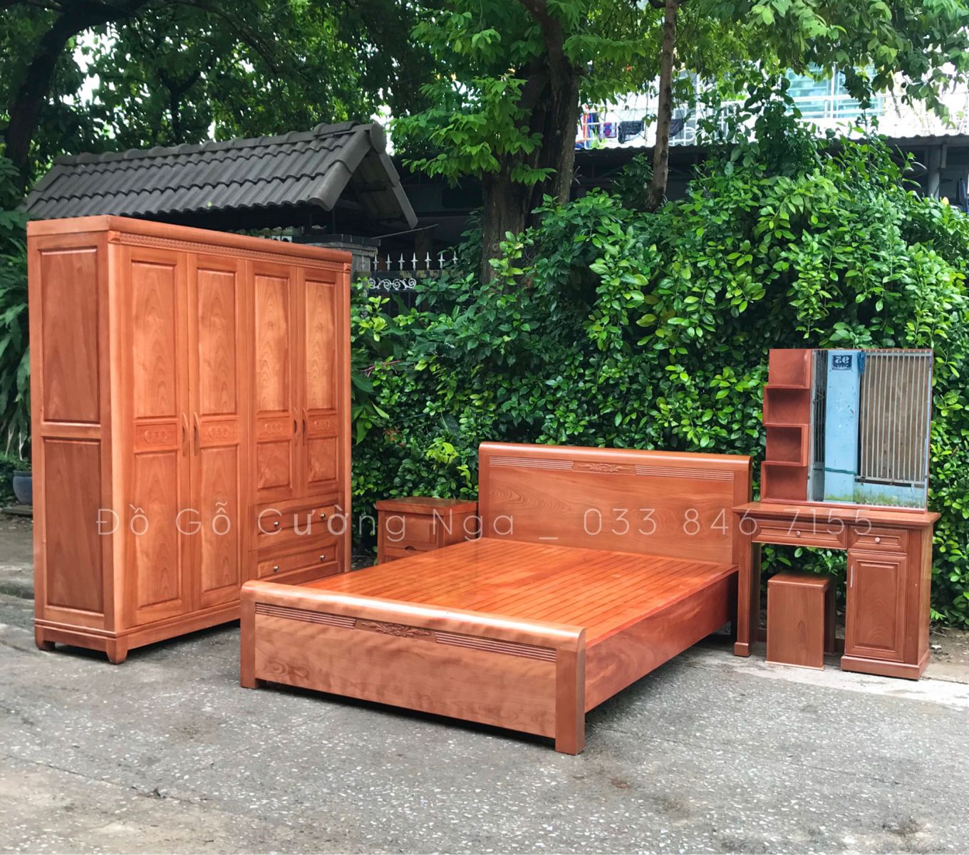 bộ combo phòng ngủ gỗ xoan đào 