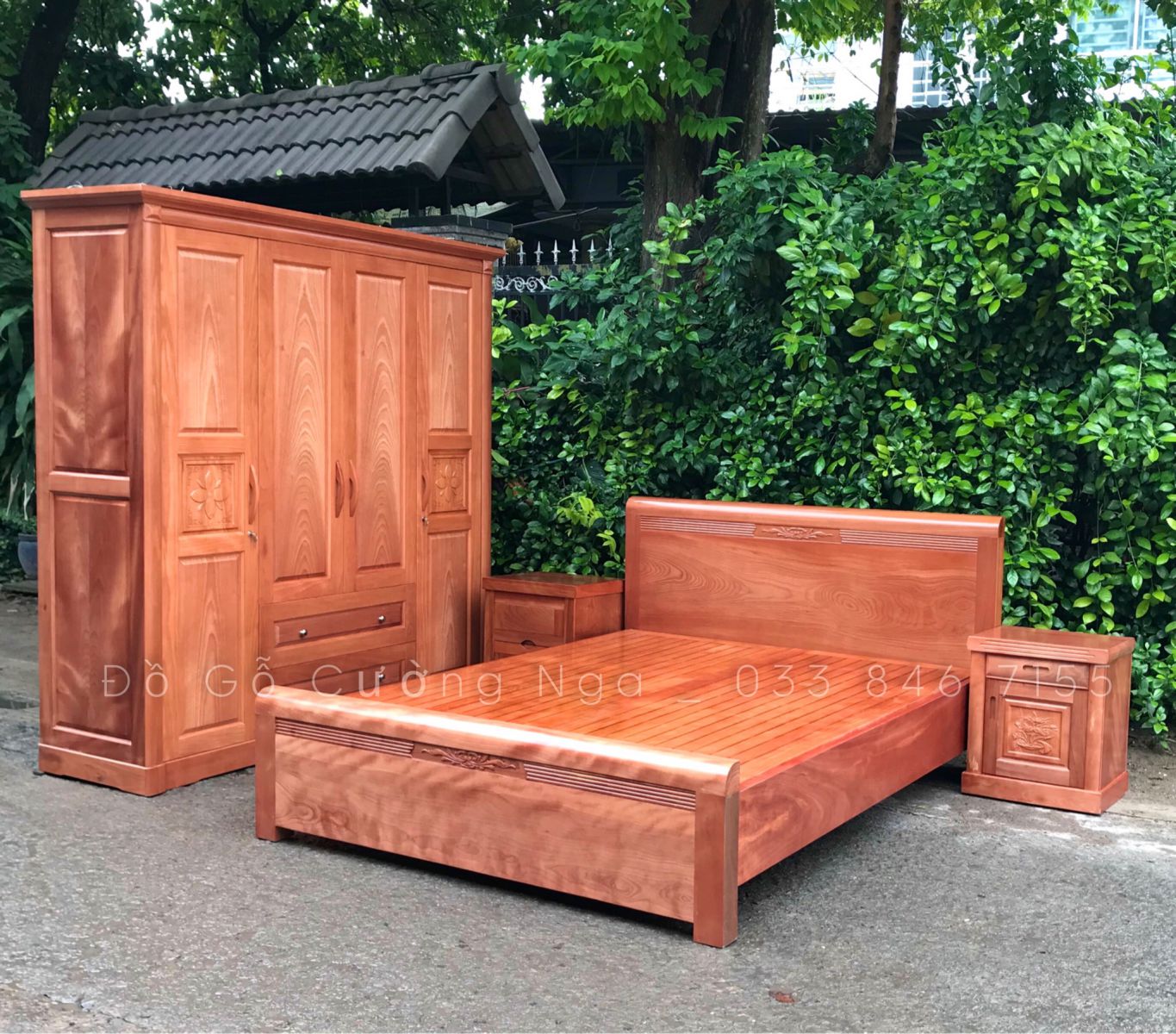 combo phòng ngủ gỗ xoan đào 