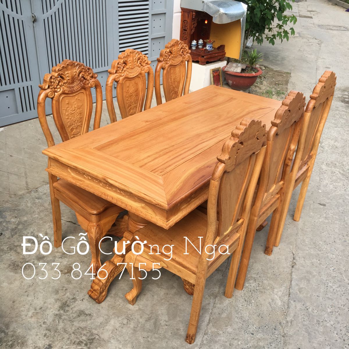 bàn ăn gỗ gõ đỏ 6 ghế 