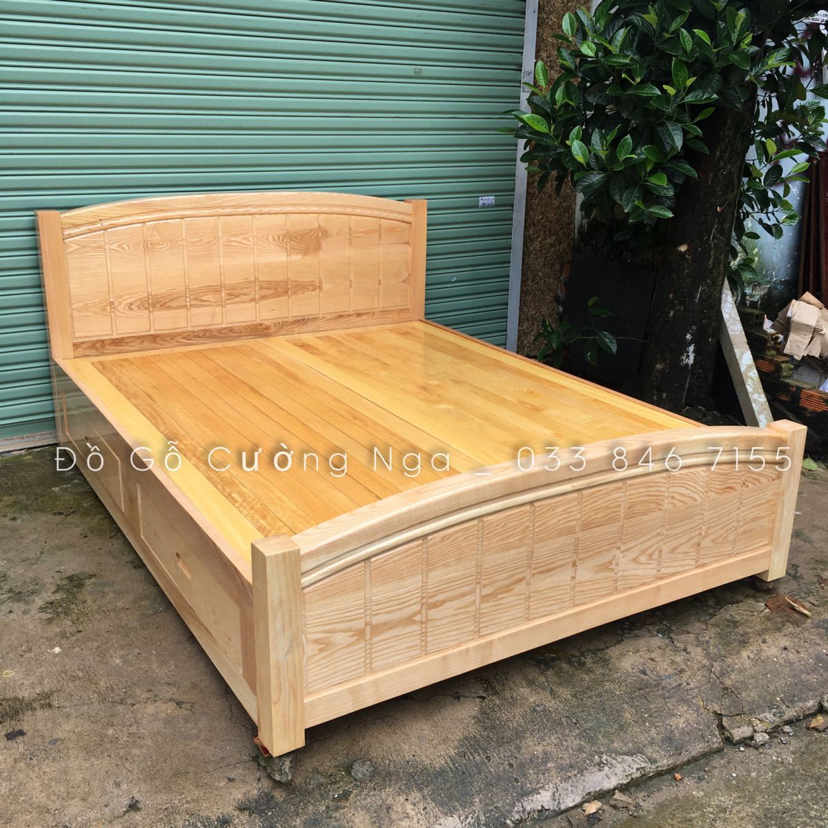 giường ô kéo gỗ sòi nga 