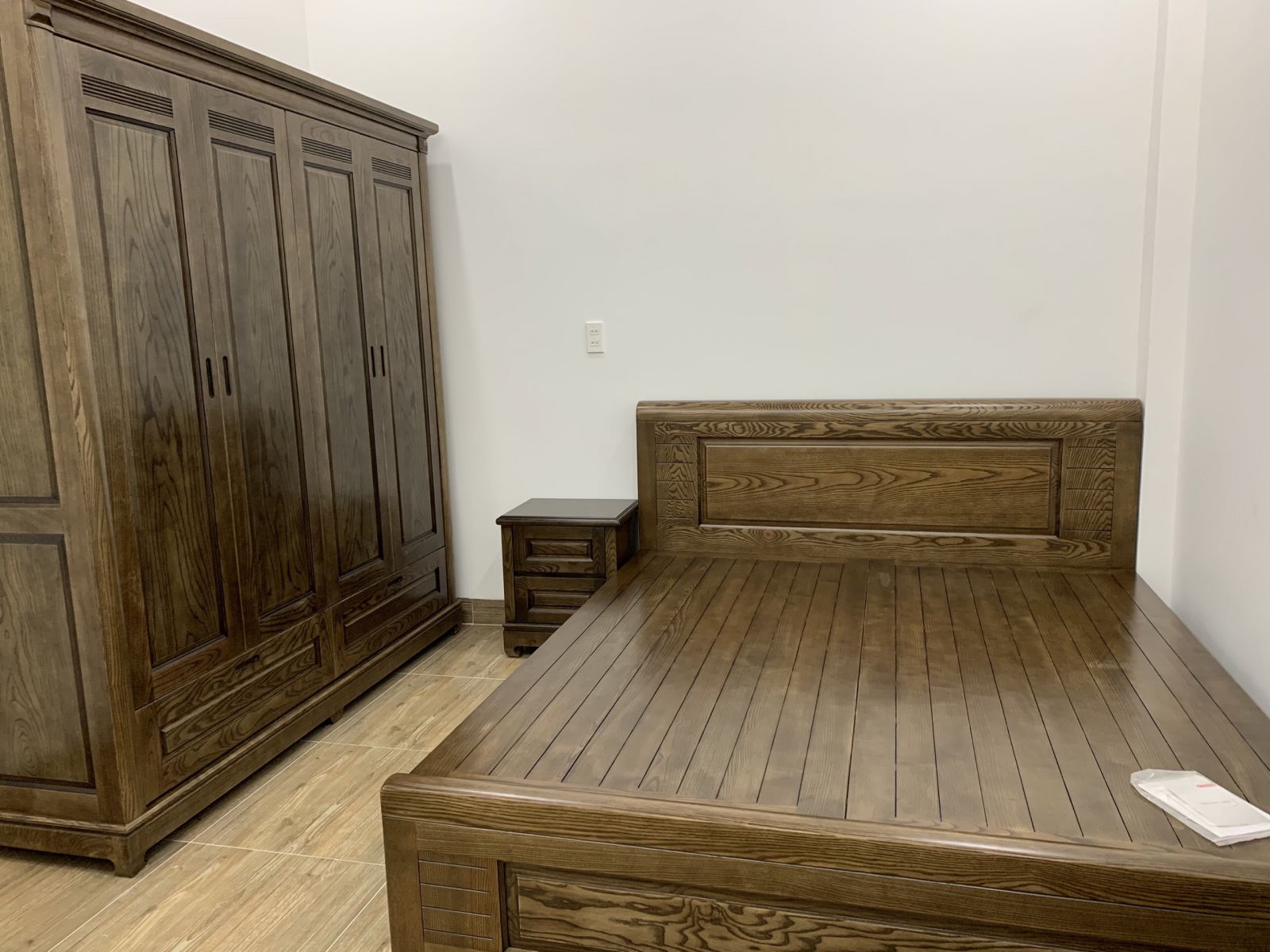 bộ combo giường tủ quần áo gỗ sồi 