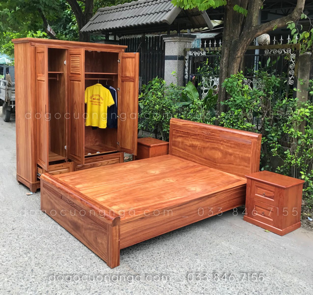 combo phòng ngủ gỗ tự nhiên 