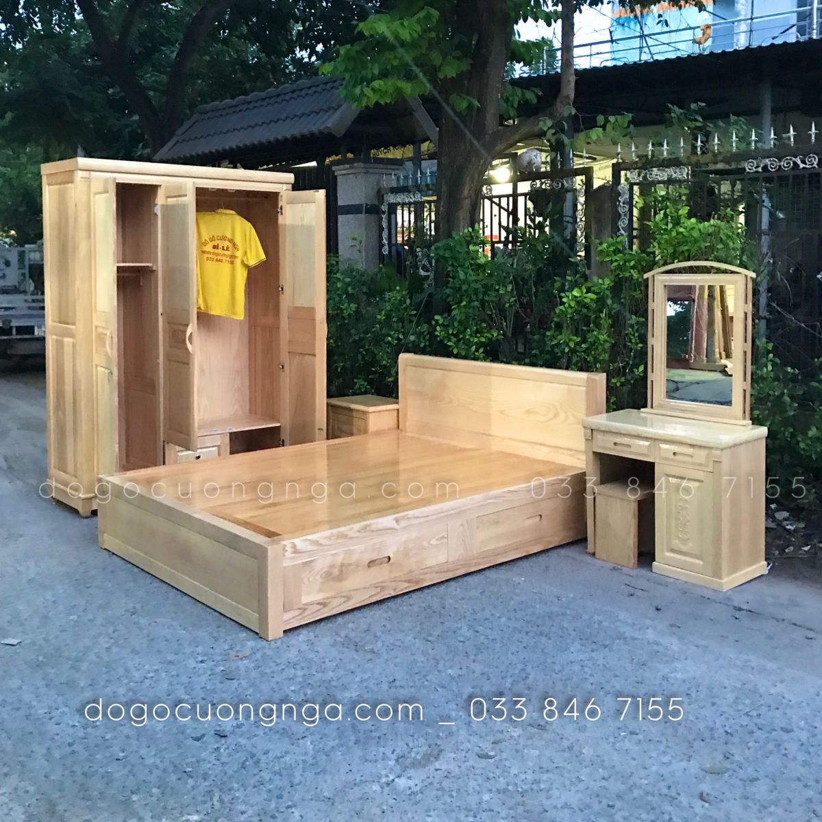 combo phòng ngủ gỗ sồi giá rẻ 