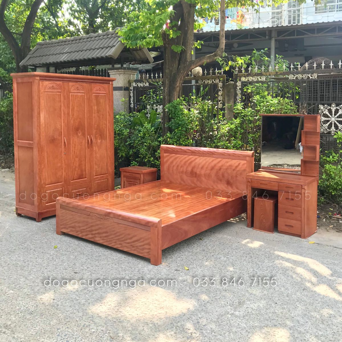 combo phòng ngủ gỗ tự nhiên 