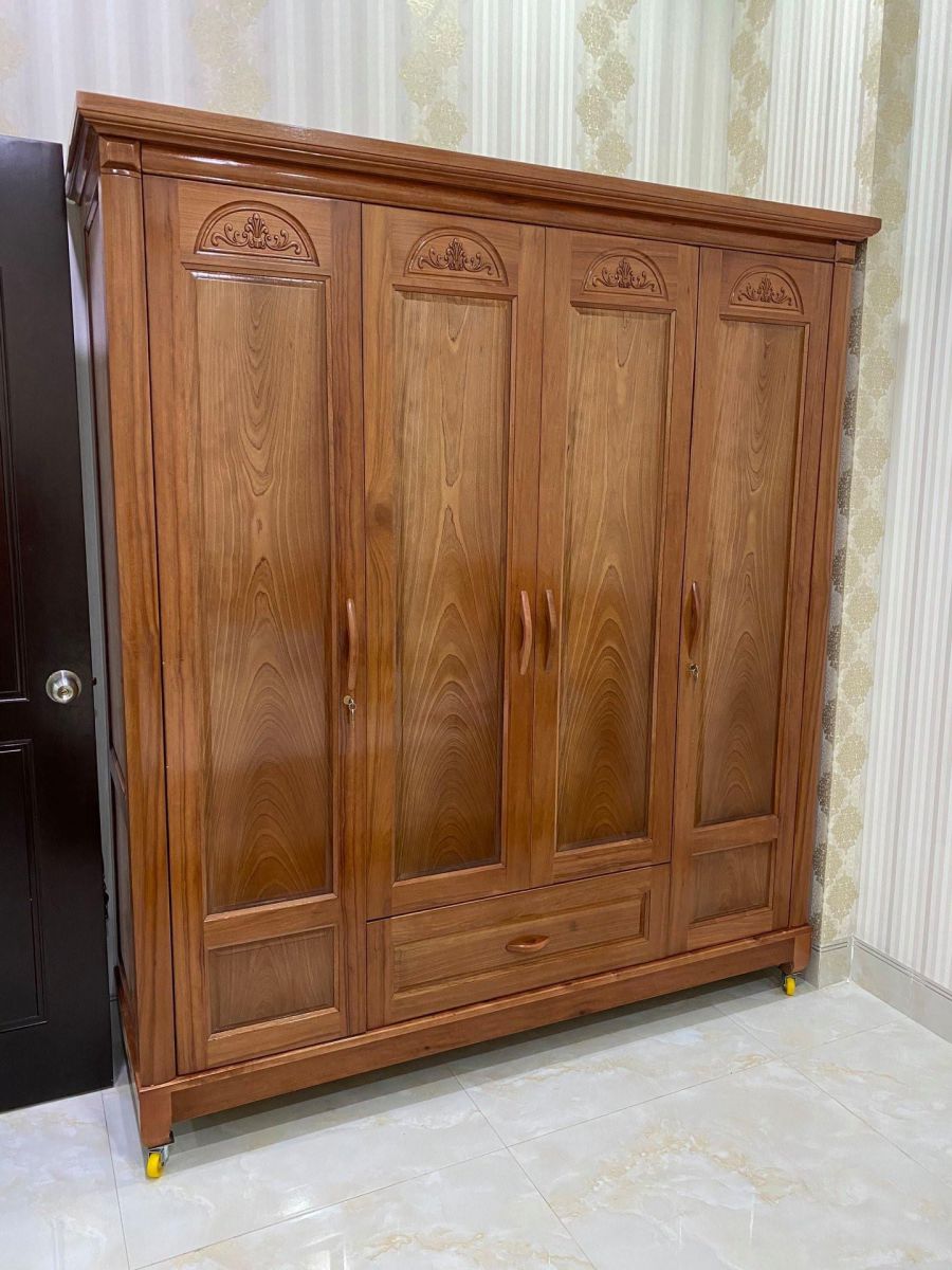 tủ áo gỗ xoan đào 4 cánh 