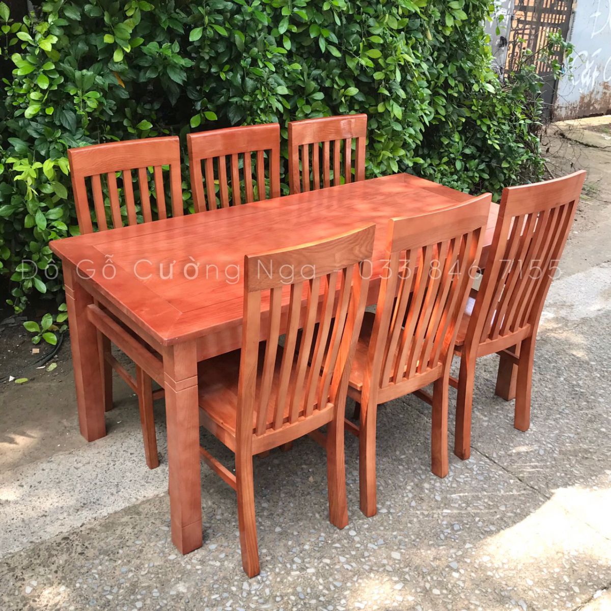 bàn ăn 6 ghế gỗ sồi nga