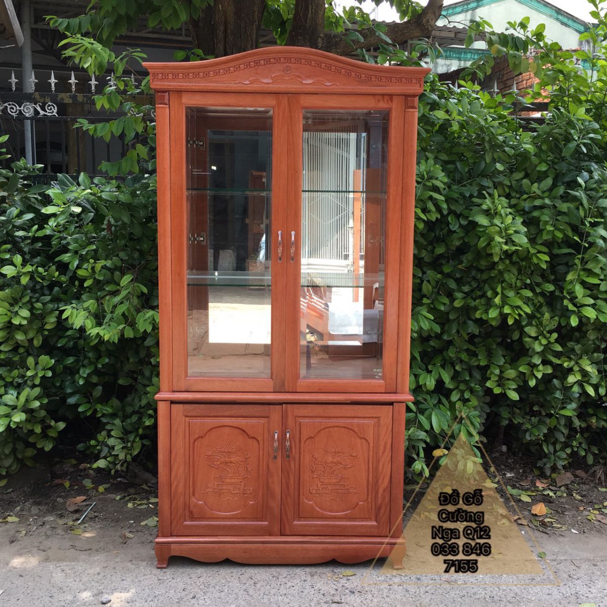 Tủ rượu gỗ xoan đào vuông 1m giá rẻ