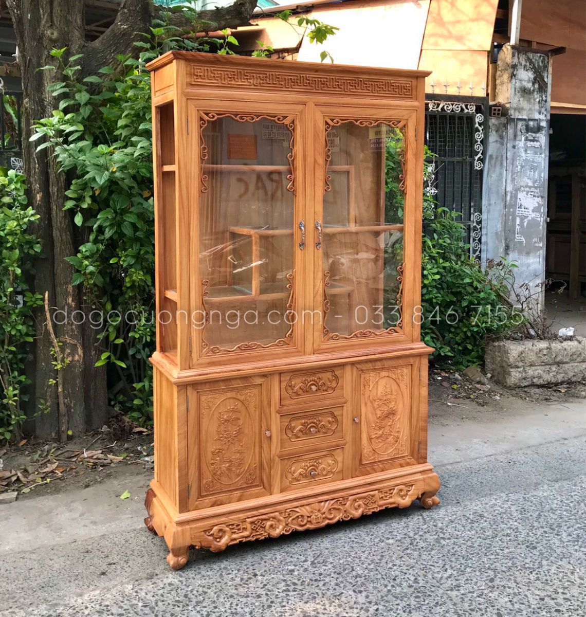 Tủ rượu vuông gỗ gõ đỏ- 1m2
