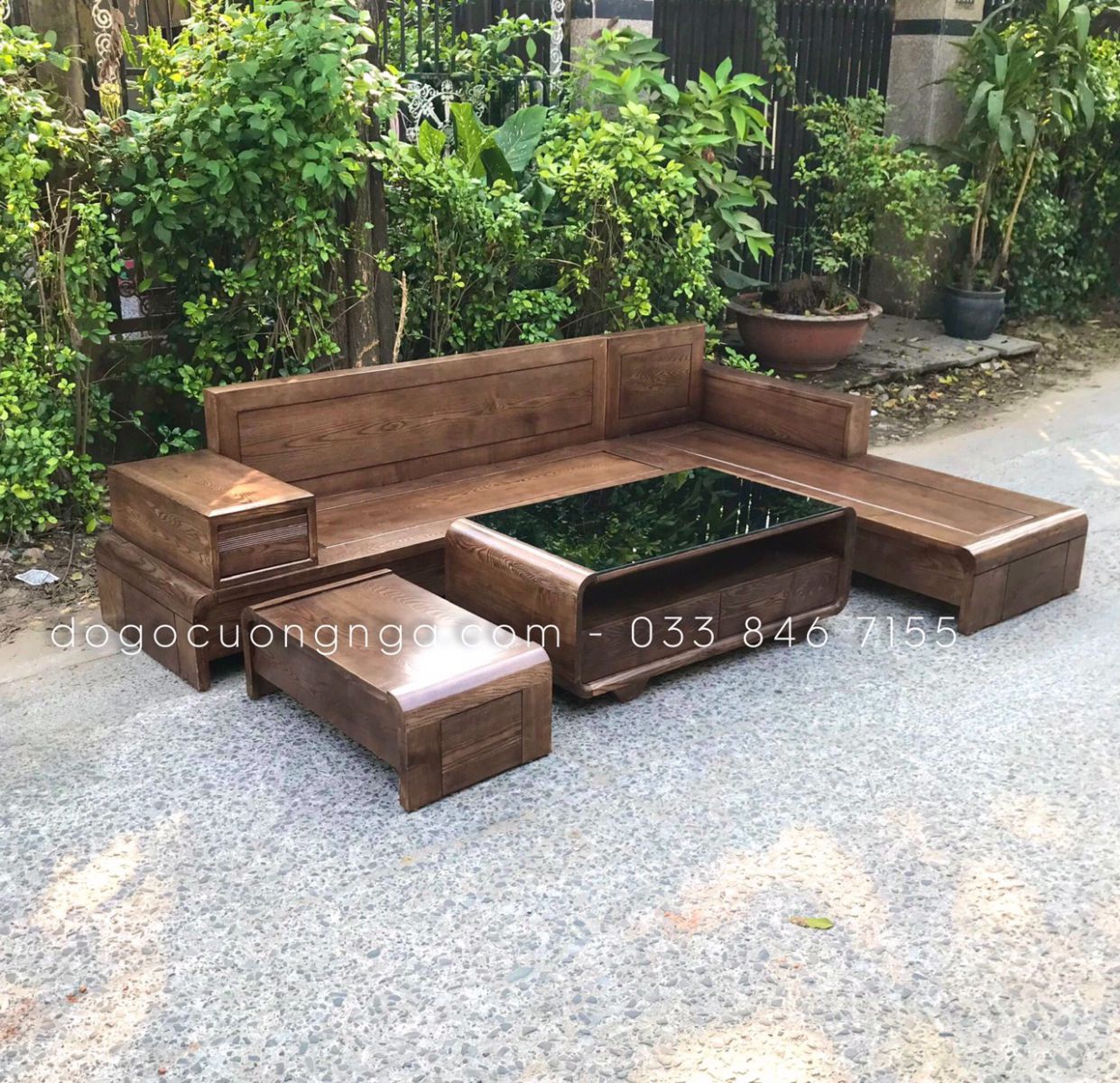 sofa gỗ sồi nga 