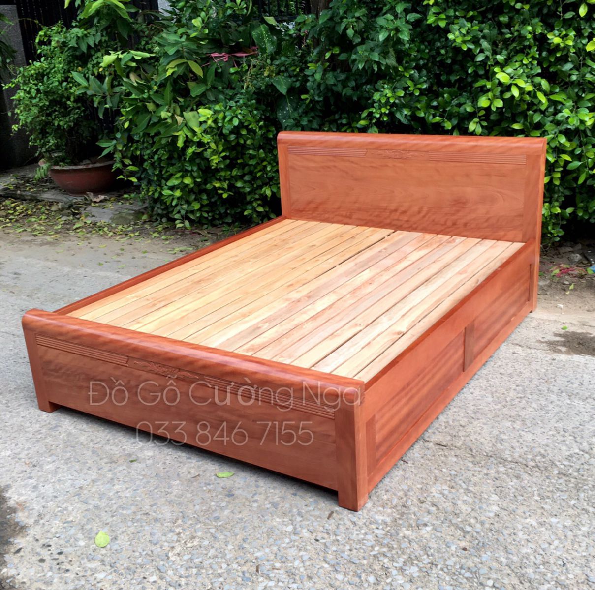 giường ô kéo gỗ xoan đào