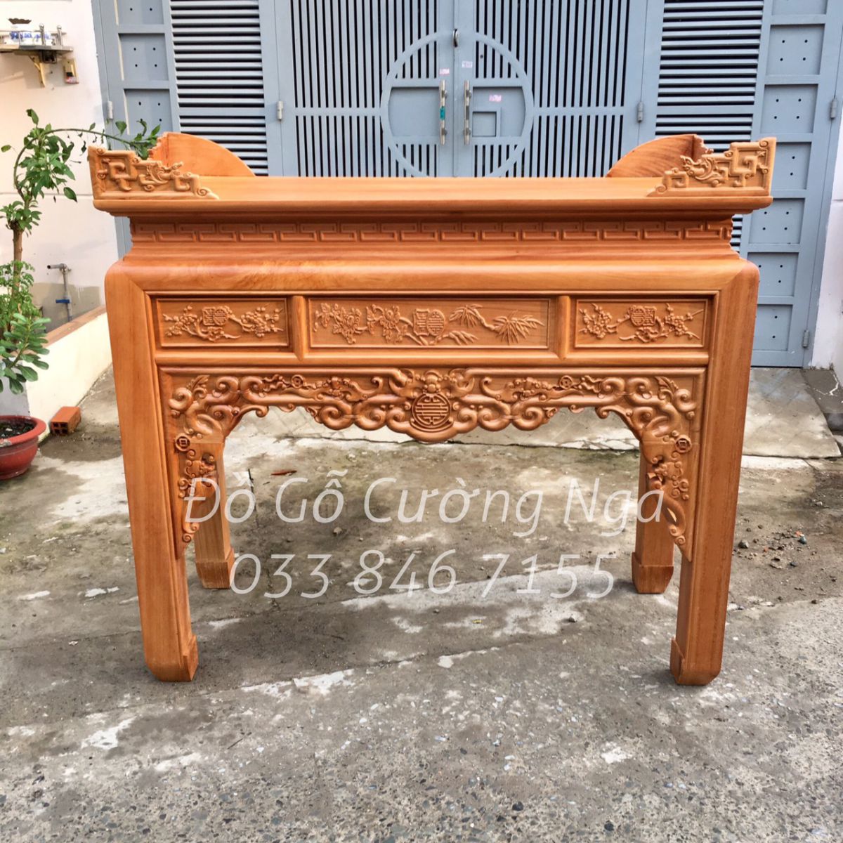 Bàn thờ án gian gỗ gõ đỏ _ 1m75 