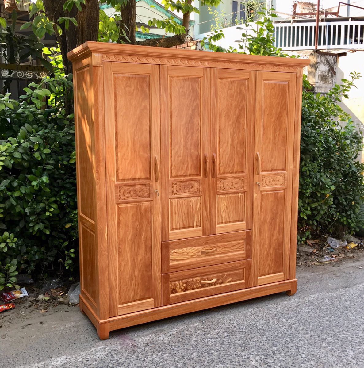 tủ quần áo gỗ đinh hương 4 cánh 2m