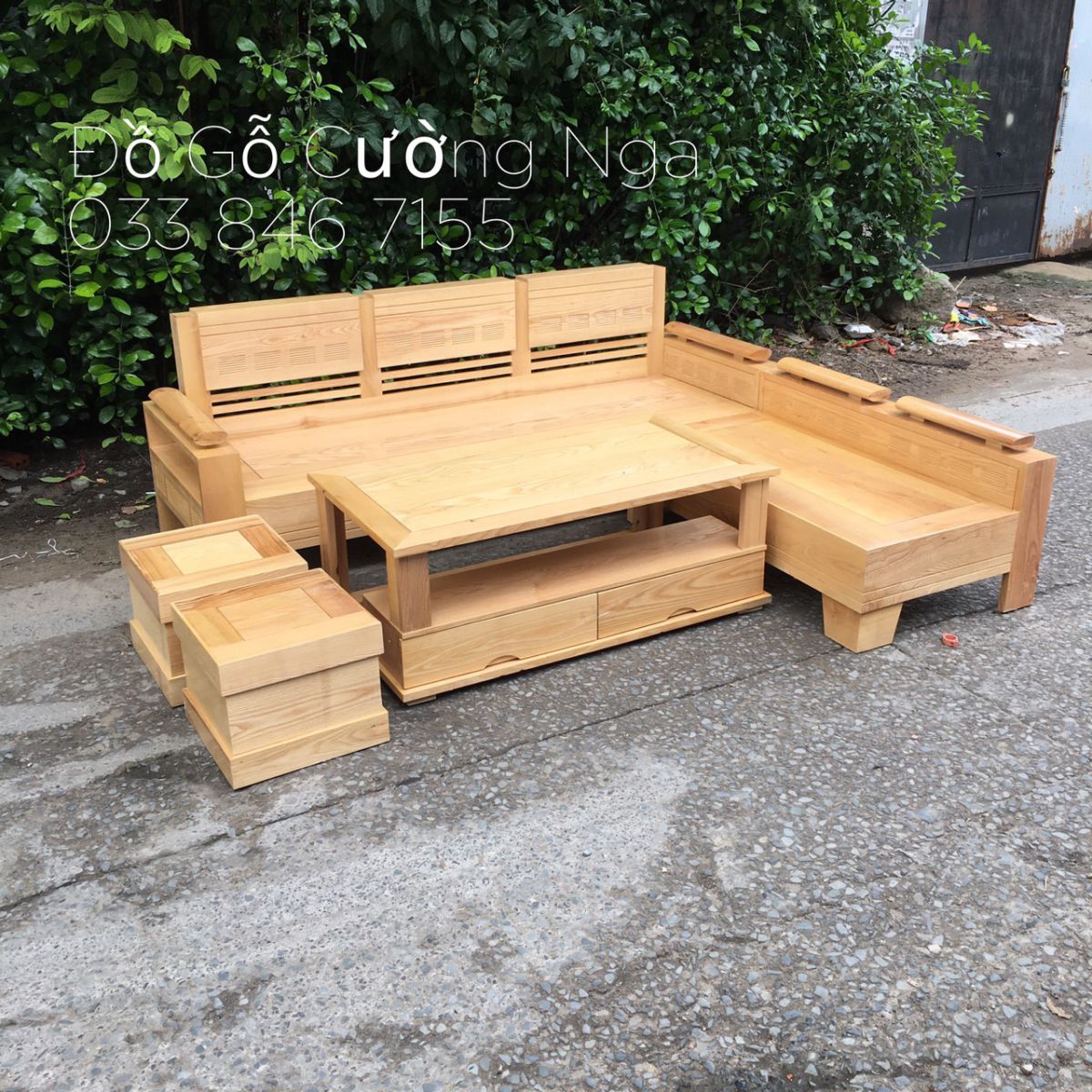 bàn ghế sofa phòng khách gỗ sồi nga