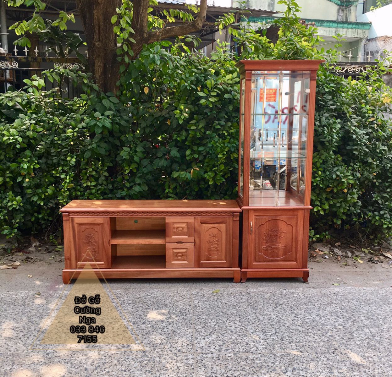 Tủ rượu gỗ xoan đào vuông 65cm