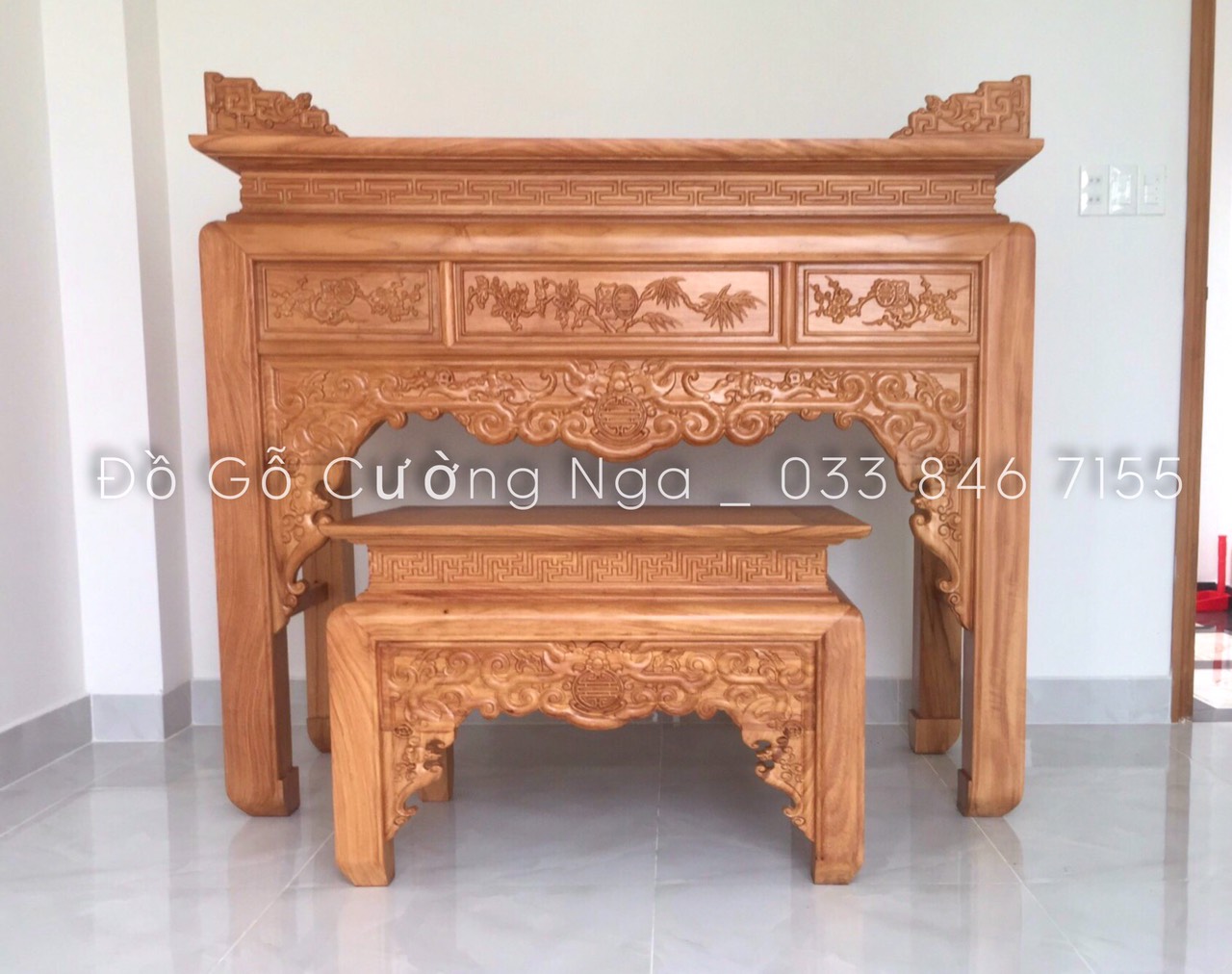 Án gian gỗ gõ đỏ - 1m27  