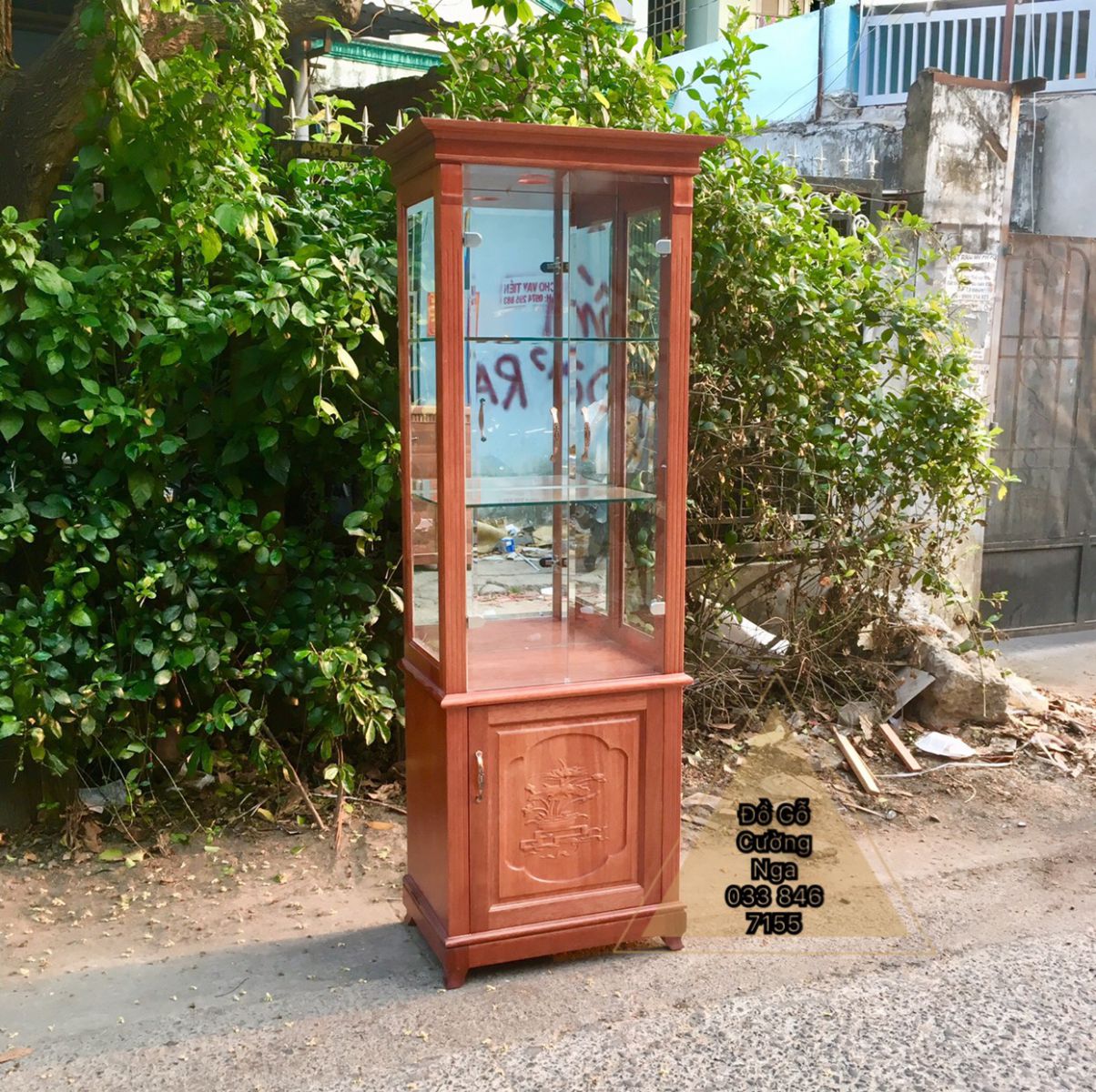Tủ rượu gỗ xoan đào vuông 65cm