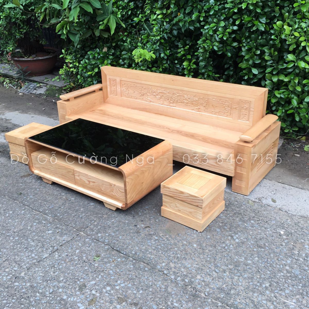sofa gỗ sồi nga 2m3
