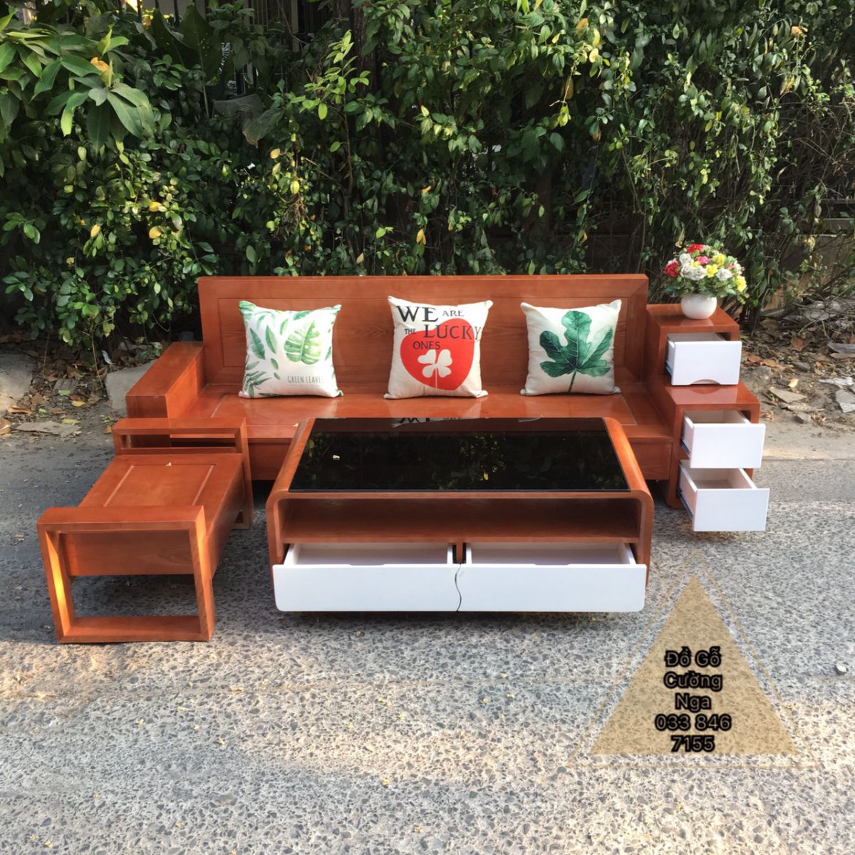 sofa gỗ sồi nga 