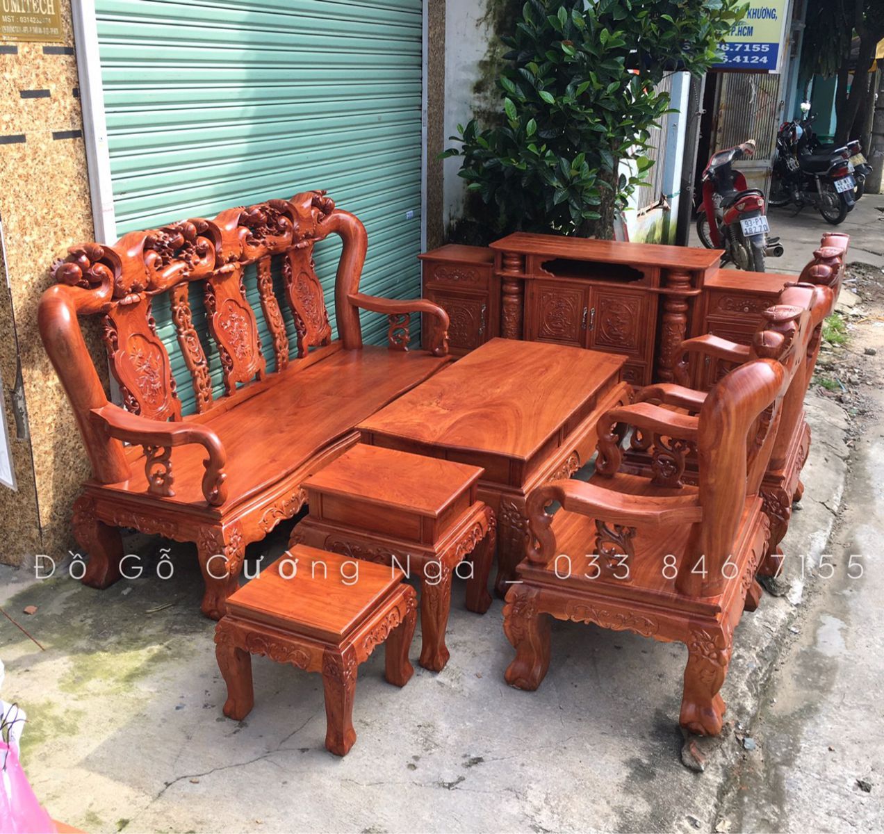 bàn ghế salon gỗ hương đá 