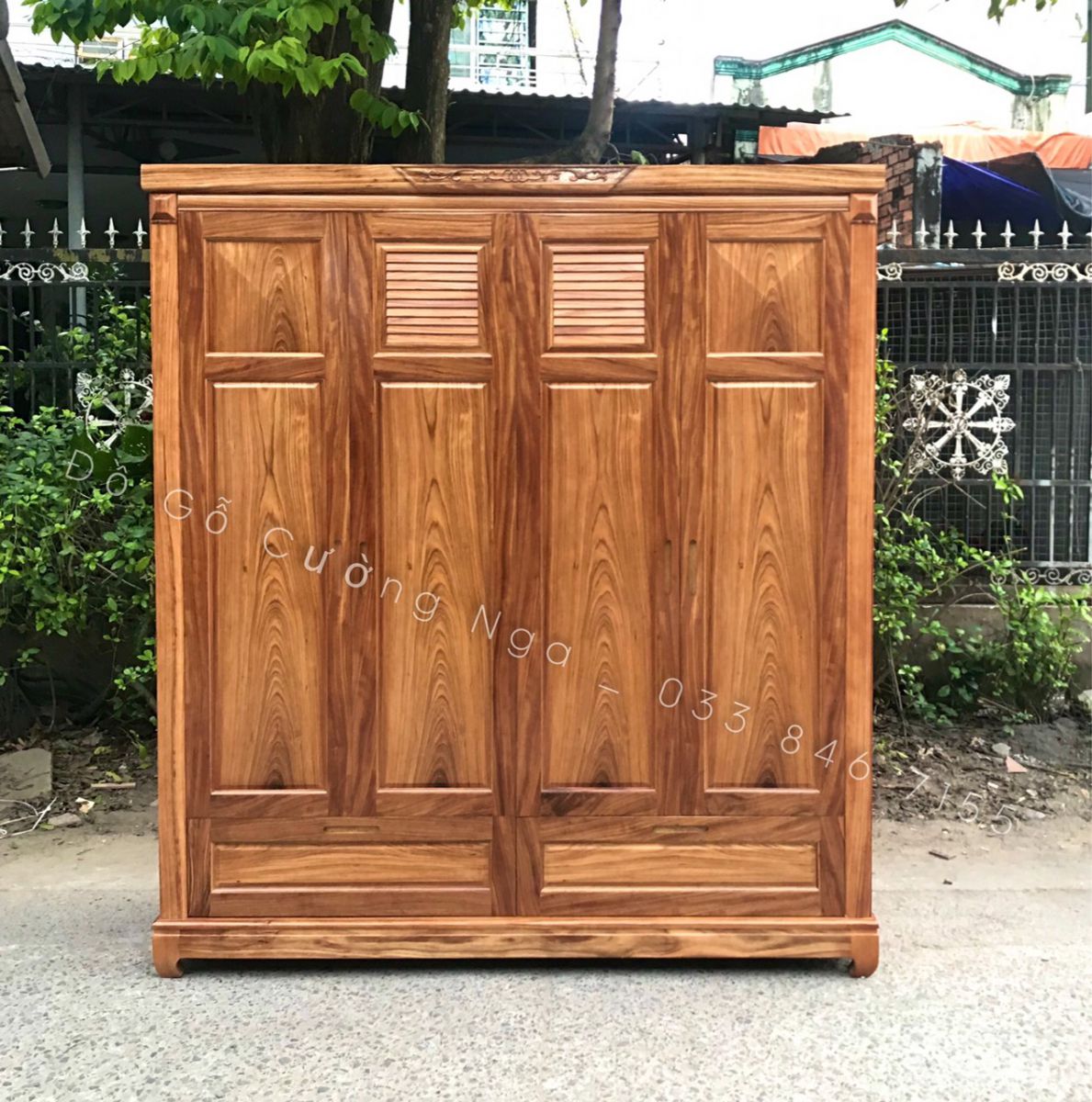 Bàn trang điểm gỗ Hương Xám 90cm