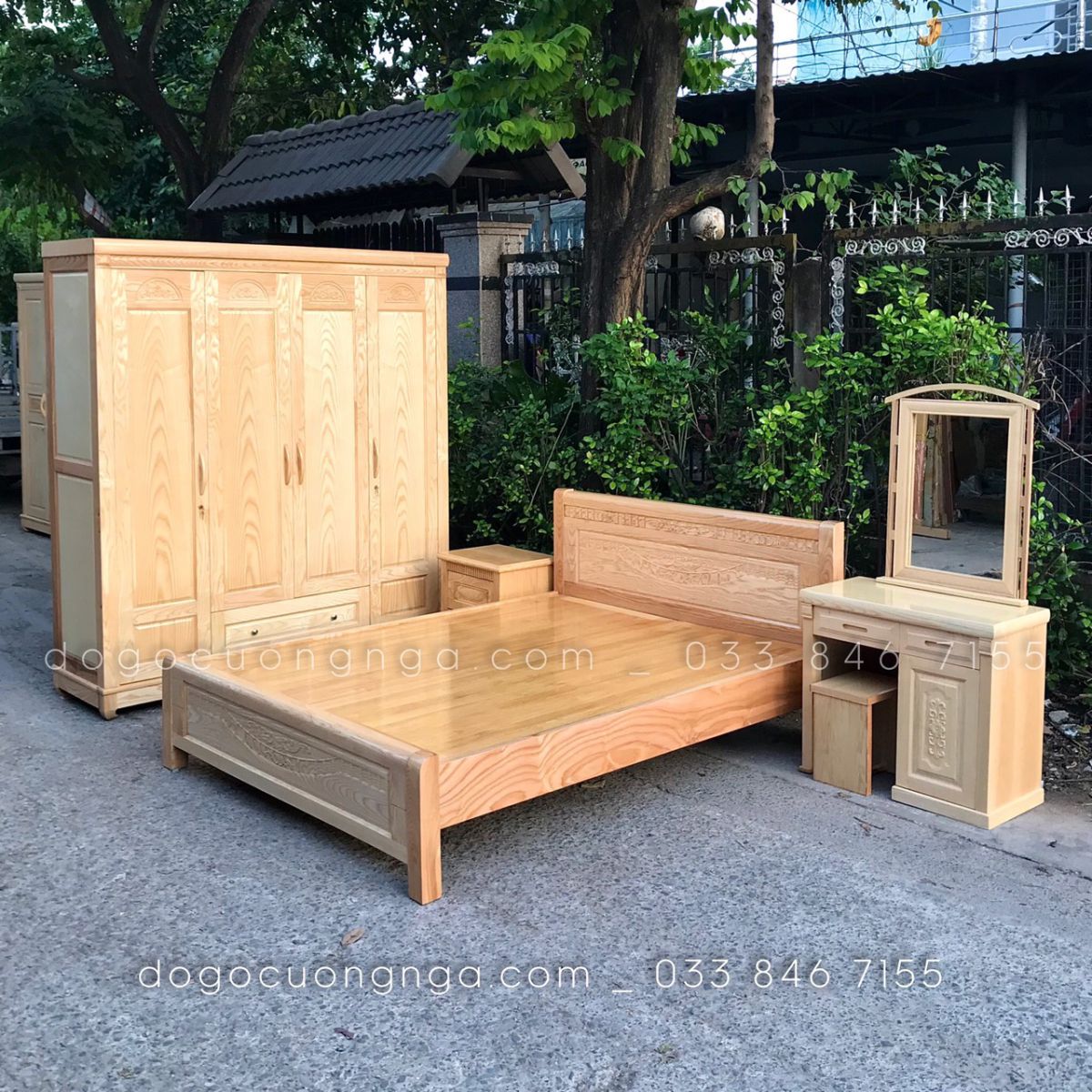 combo phòng ngủ gỗ sồi giá rẻ 