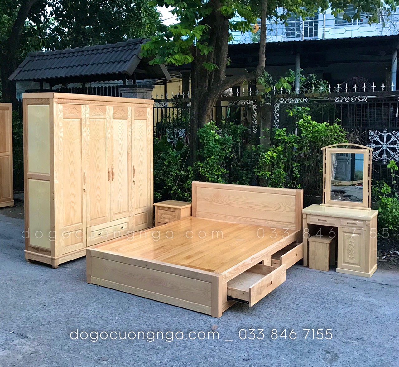combo phòng ngủ gỗ sồi 