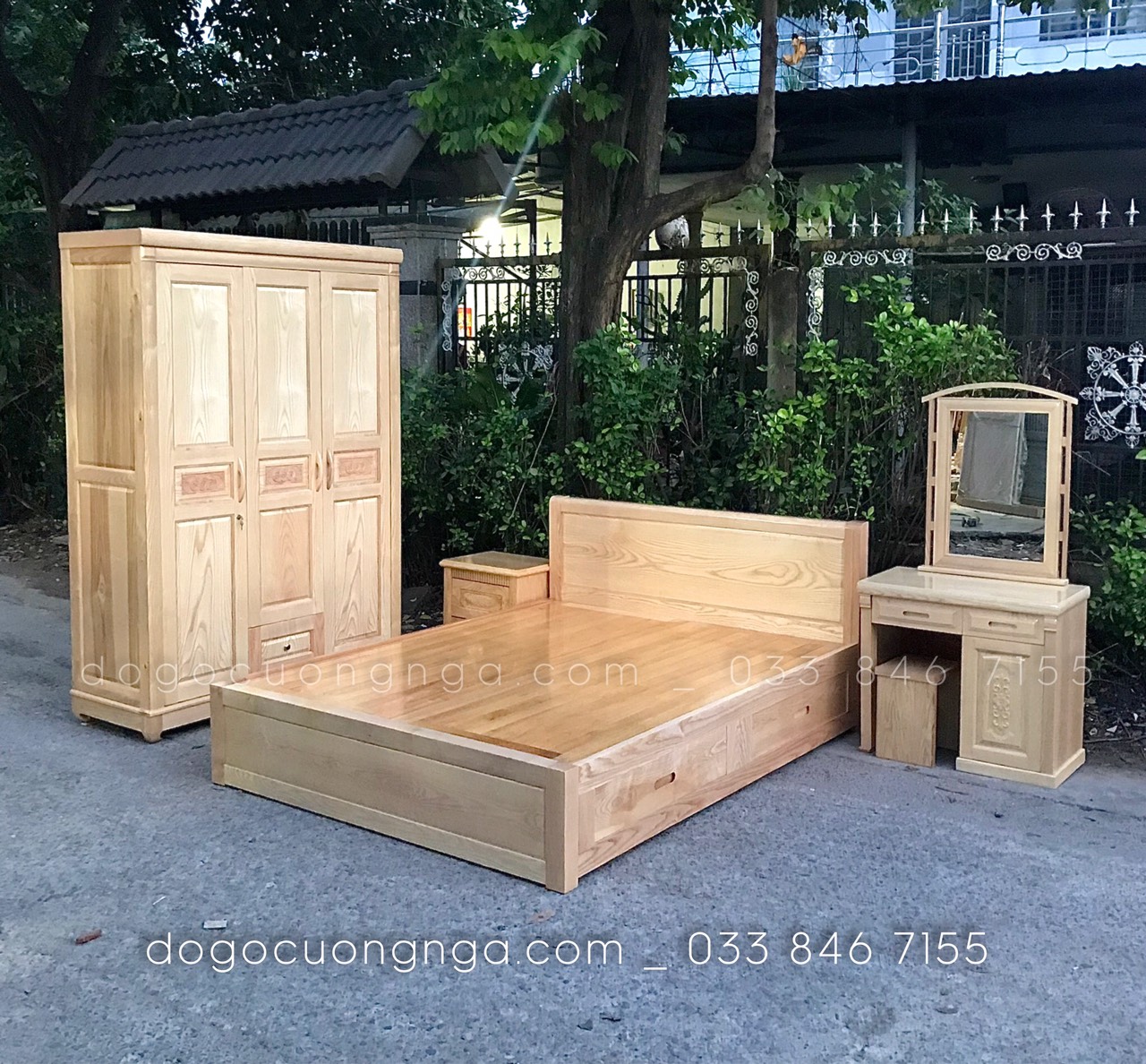 combo phòng ngủ gỗ sồi 