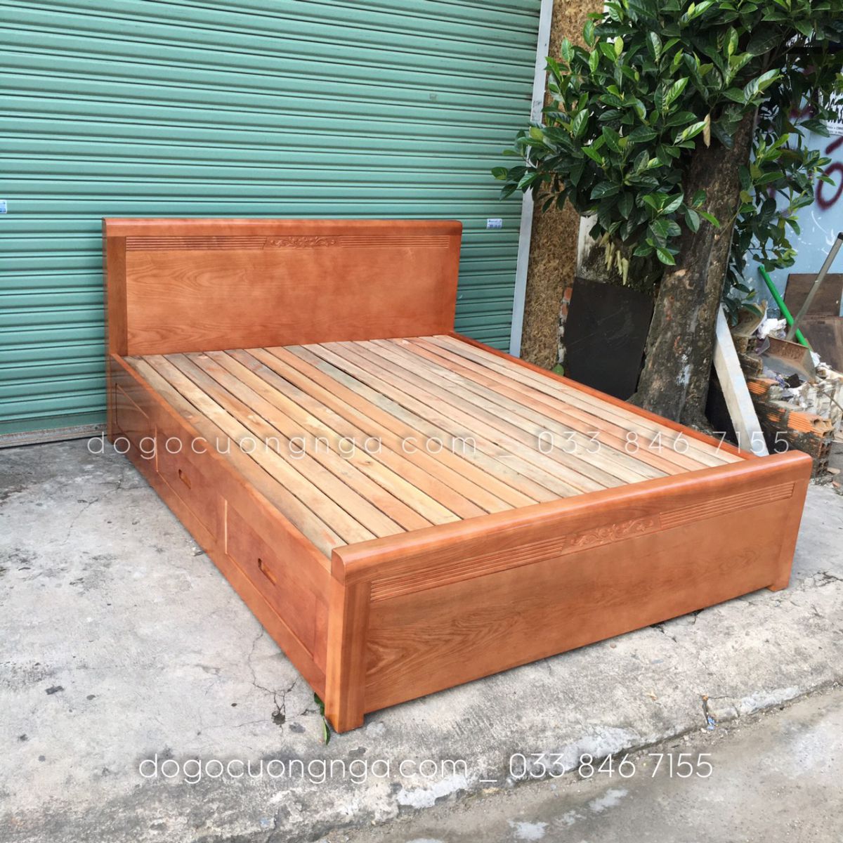 giường gỗ sồi nga có ngăn kéo