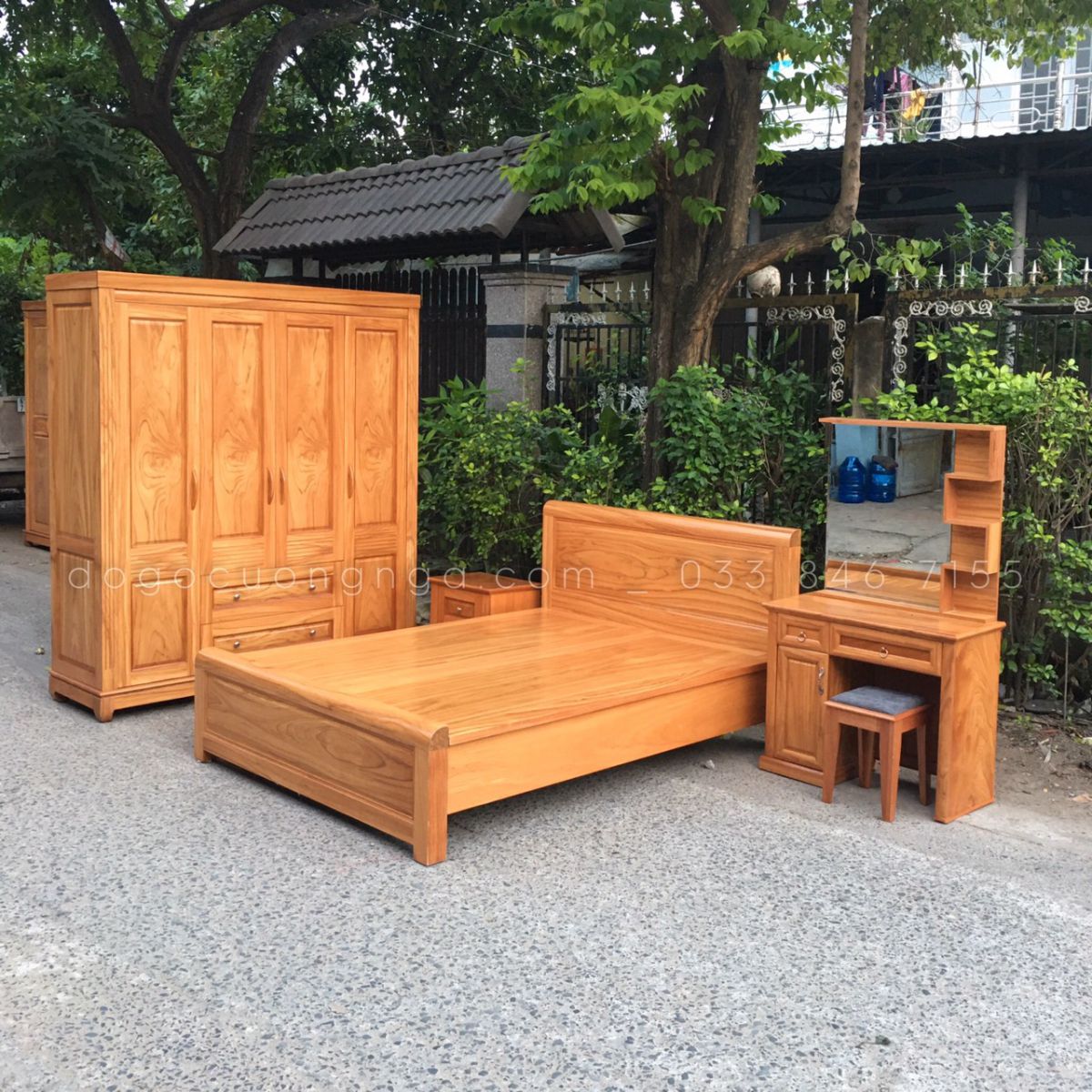 Bộ combo phòng ngủ gỗ Gõ Đỏ cao cấp - Combo 2 