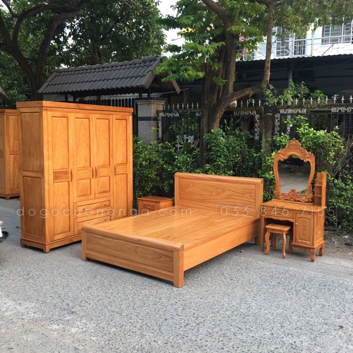 Bộ combo phòng ngủ gỗ Gõ Đỏ - combo 1