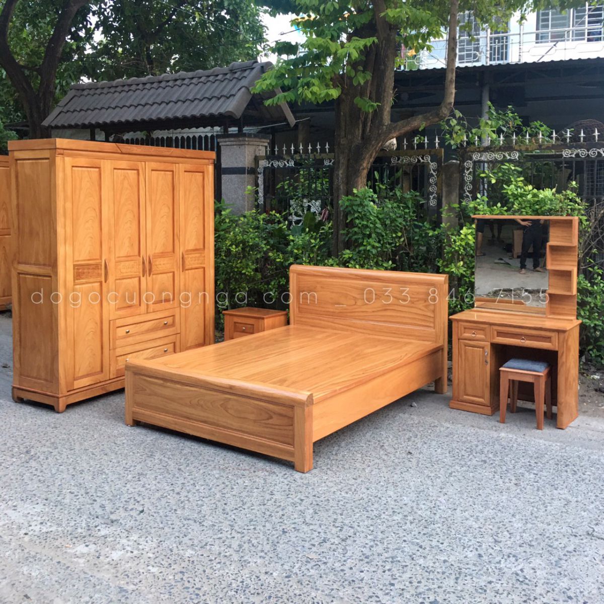 Bộ combo phòng ngủ gỗ Gõ Đỏ - Combo 3 