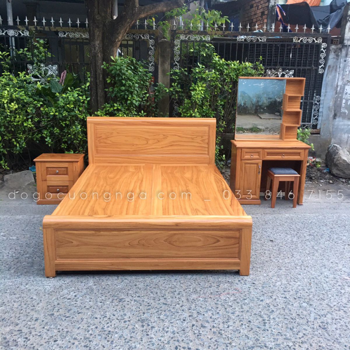 Giường Gõ Đỏ mẫu bắt chỉ - phản liền 