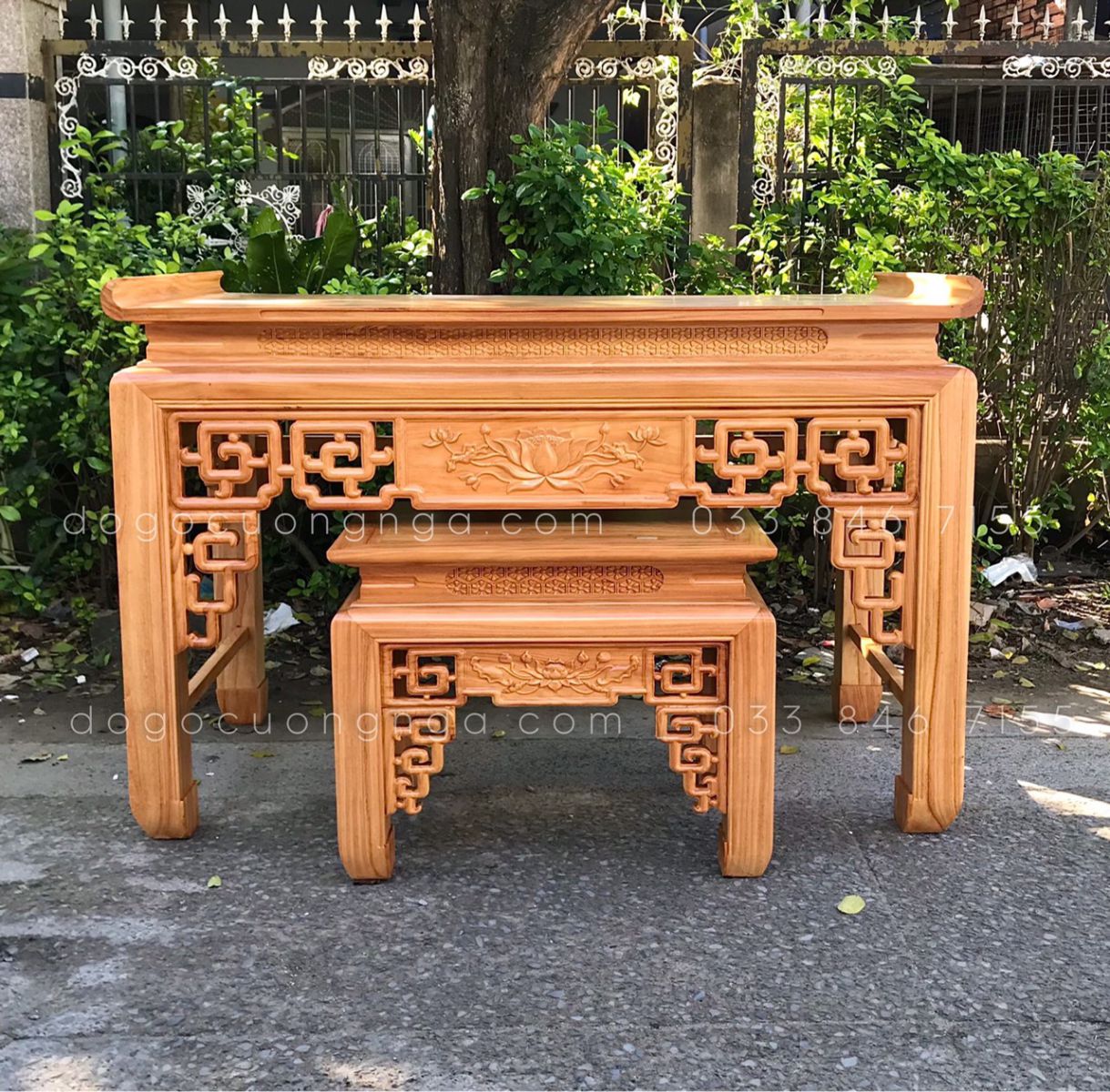 Bàn thờ gia tiên -  Án gian gỗ gõ đỏ _ 1m75 
