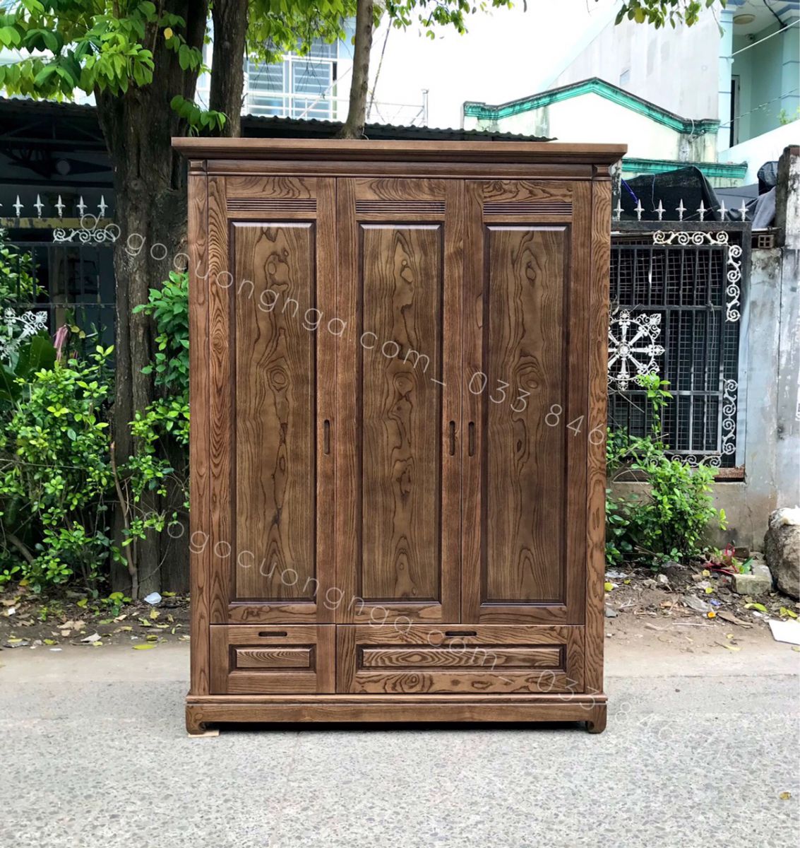 tủ quần áo gỗ sồi nga 3 cánh 