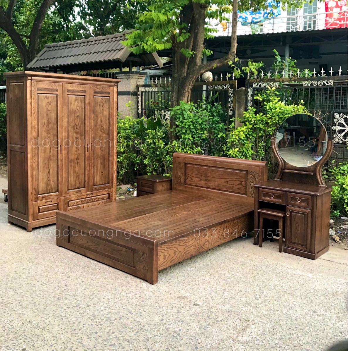 combo phòng ngủ gỗ sồi nga