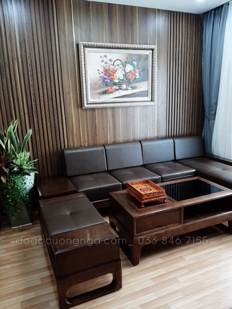 sofa gỗ sồi nga 