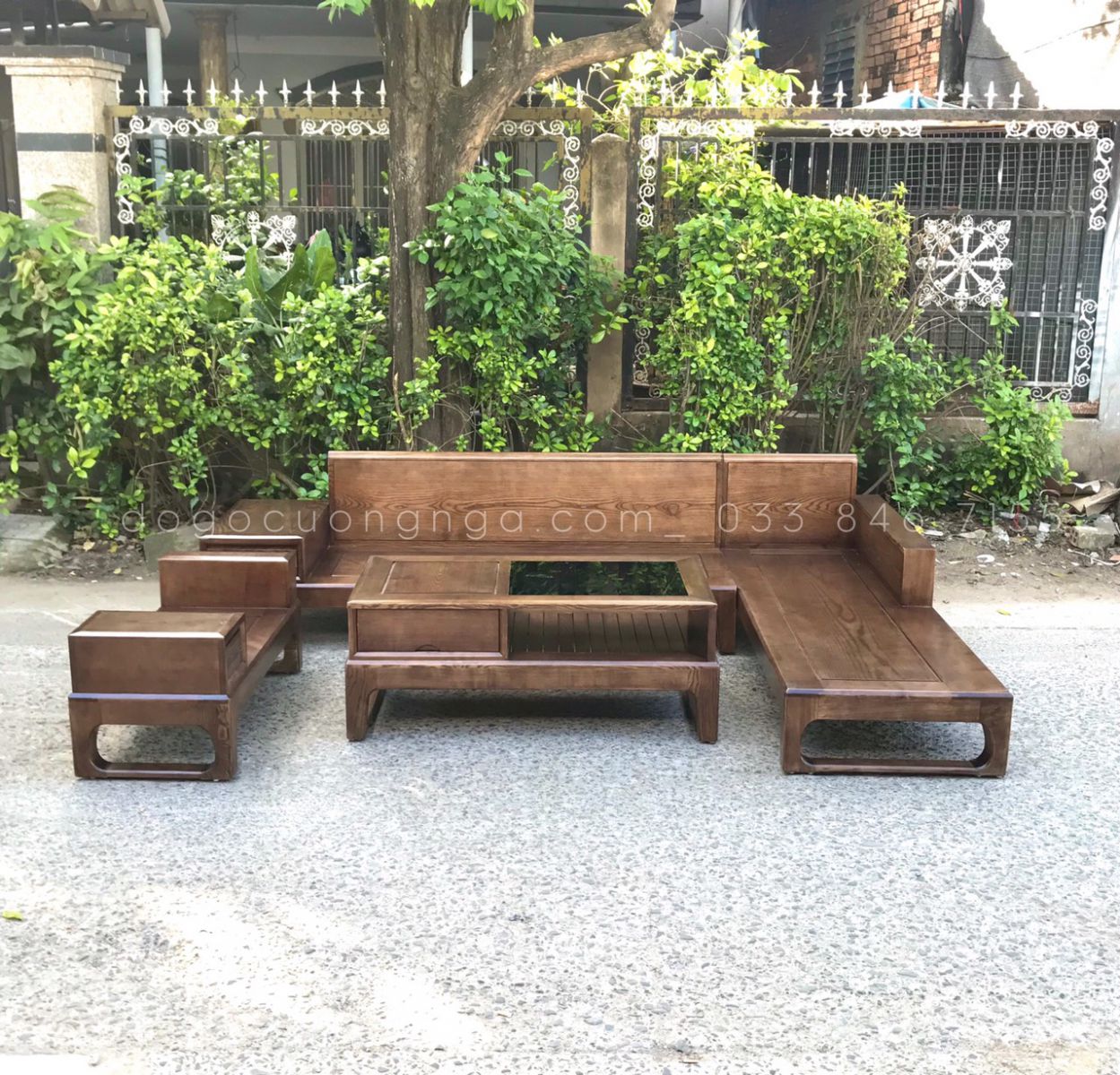 sofa gỗ sồi nga