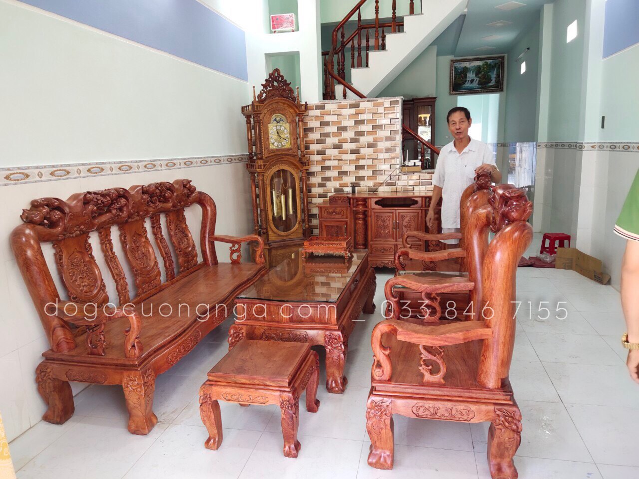 salon gỗ gõ đỏ 6 món tau 10 tay 12 