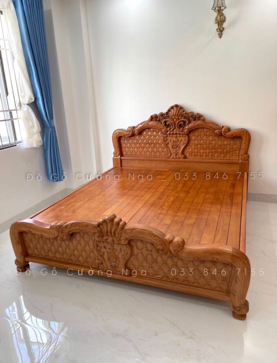 giường gỗ gõ đỏ 
