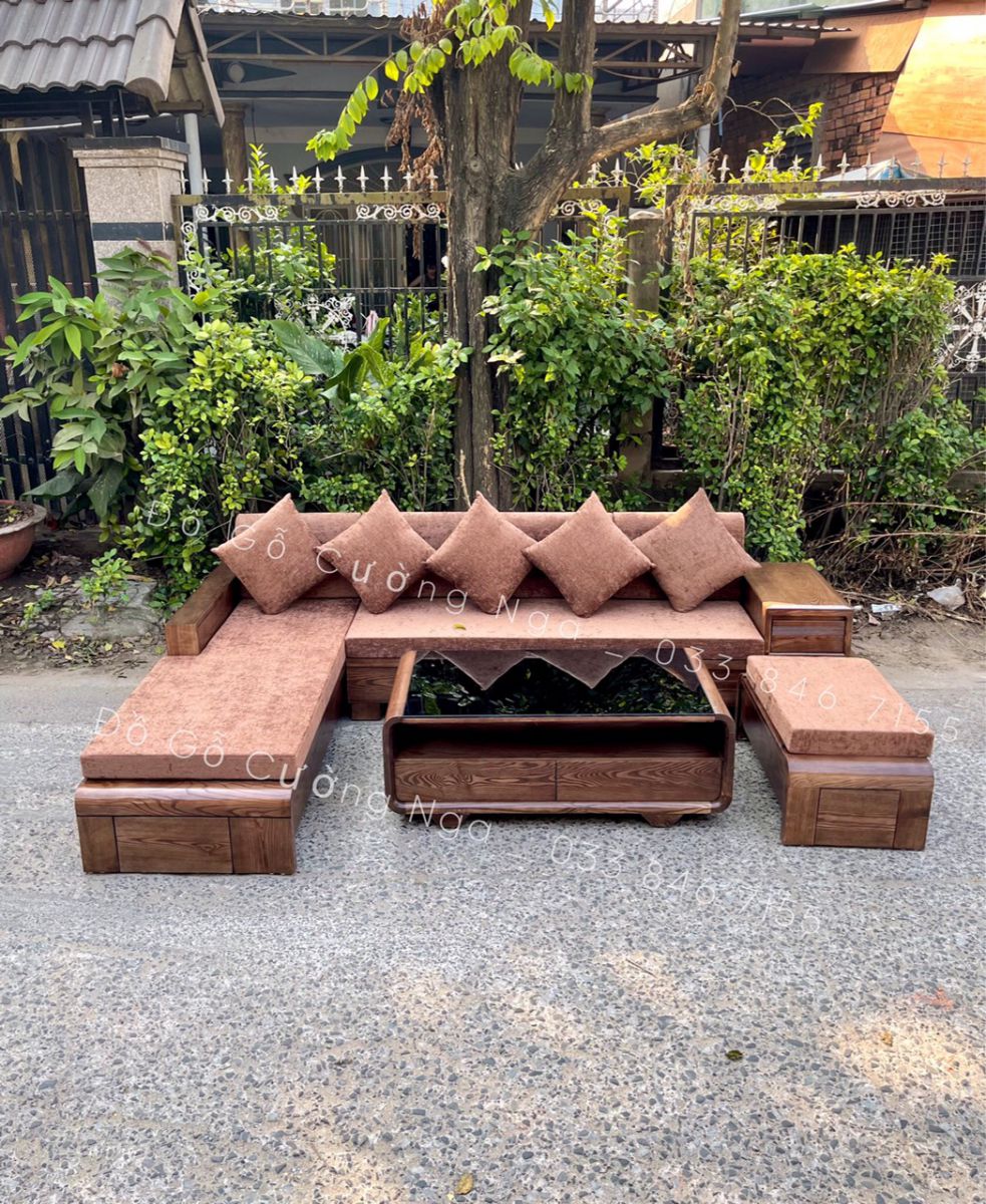 sofa gỗ sồi nga 